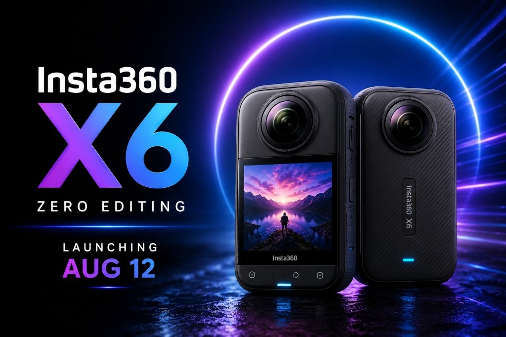 Insta360 X6 360 camera showing new design and dual 1-inch sensors for zero editing