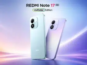 Xiaomi Redmi Note 17 5G back panel in Starlight Purple, highlighting the 50MP camera module.