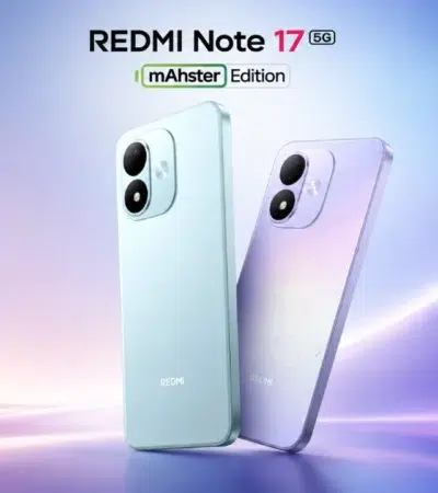 Xiaomi Redmi Note 17 5G back panel in Starlight Purple, highlighting the 50MP camera module.